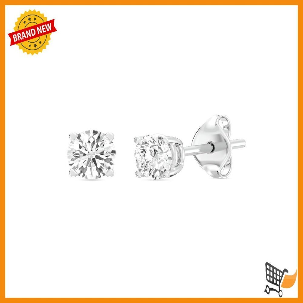 Lab-Grown Diamond Stud Earrings 1/2 Carat Sterling Silver Hypoallergenic